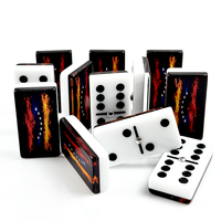 Dominos en acrylique double face avec drapeau de la République Dominicaine, 55 pièces, ensemble multicouche collé, pour jeu de table familial, vente en gros