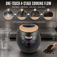 Cuiseur Électrique Commercial de Perles de Tapioca 5L, Machine à Faire Bouillir les Perles Boba avec Fonction Agitation, Pot à Perles pour Bubble Tea pour Salons de Thé au Lait