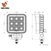 Lámpara LED Cuadrada de 3.9 Pulgadas y 54 Vatios, 4000LM, Haz de Luz Amplio, Luz de Emergencia para Motocicleta, SUV, 4x4, YW-0806A-4-54