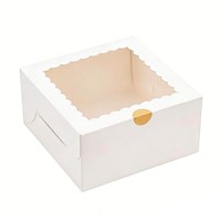 Boîtes à gâteaux personnalisées en papier, bords festonnés et accents dorés, matériau de qualité supérieure, design pliable pour gâteaux d'anniversaire et friandises de fête