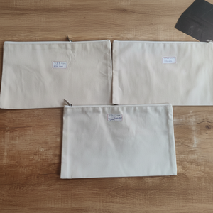 Bolsa pequeña de lona de algodón ecológica personalizada con cierre de cremallera, bolsa de cosméticos de maquillaje personalizada con logotipo de patrón impreso - Product Image 1