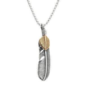 European American Style <b>Titanium</b> Steel Feather Pendant Men's Punk Retro Themed Charm Stainless Steel Gift Jewelry - Product Image 5
