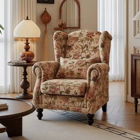 Shinestone Vintage Blumenmuster Flügelsofa Komfort-Set für Landhausstil Hotel Freizeit Eckdekoration