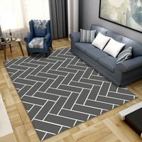 Tapis géométrique rétro grec noir et blanc en peluche, fabriqué à la machine en polyester, pour salon, bureau ou maison
