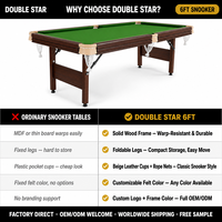 Table de billard pliante en bois massif sur mesure de 6 pieds, table de billard britannique commerciale, table de billard professionnelle pour club