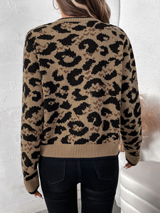 Suéter de Punto con Estampado de Leopardo y Lazo, al por Mayor, Nuevo, Cárdigan de Manga Larga con Cuello Redondo para Otoño e Invierno - Product Image 4