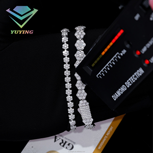 กำไลข้อมือรูปดอกไม้ ดีไซน์แฟชั่น เพชรโมอิสซาไนต์ VVS ชุบทอง เงินแท้ 925 ผ่านการทดสอบเพชร ของขวัญสำหรับทุกเพศ มีสินค้าพร้อมส่ง - Product Image 4