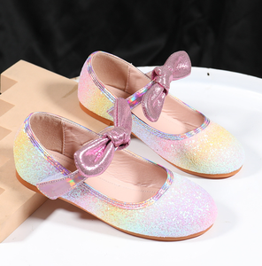 Chaussures plates pour enfants, nouveau design, magnifiques chaussures de princesse scintillantes en cristal pour filles avec nœud - Product Image 3