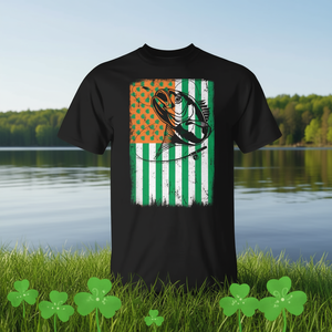 Camiseta de pescador con bandera irlandesa americana para el día de San Patricio, pesca de lubina - Product Image 3