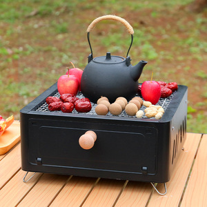 Barbecue portable carré au charbon de bois, style coréen exquis, pour camping en extérieur, usage domestique, cuisson du thé et rôtissage de kebab - Product Image 1