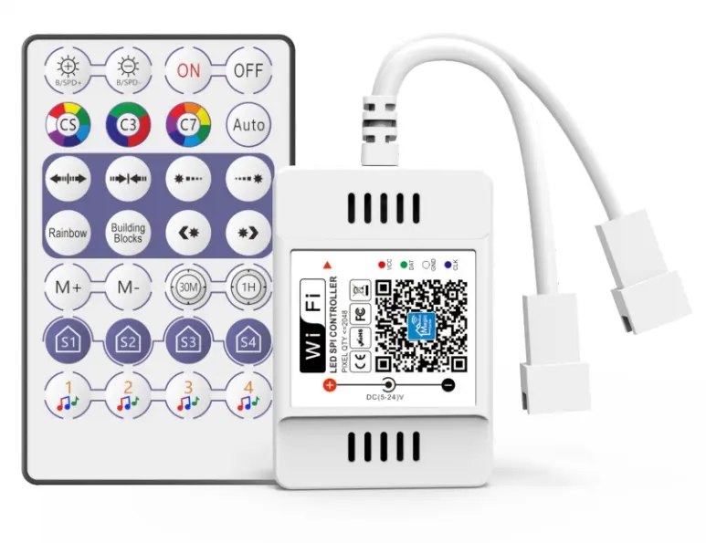 SPI Controller for Pixel Strip DC5-24V 2048pixels WIFI and Voice Controller with 28keys Remote Magic Home Pro APP
