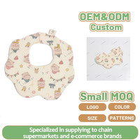 Bavoirs pour bébé en coton OEM Lionbear, super doux, écologiques, imprimés numériquement avec des motifs de dessins animés, fermeture à boutons, imperméables et absorbants