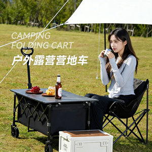 Camping Folding Cart 600D Oxford Cloth 4 <b>Wheel</b> Foldable Storage Outdoor Use Gray - Product Image 1