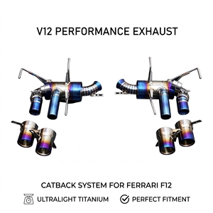 Système d'échappement Catback à soupapes en titane bleu Vortex pour Ferrari F12 Berlinetta 6.3L V12 2012-2017, kit de montage direct pour course - Product Image 1