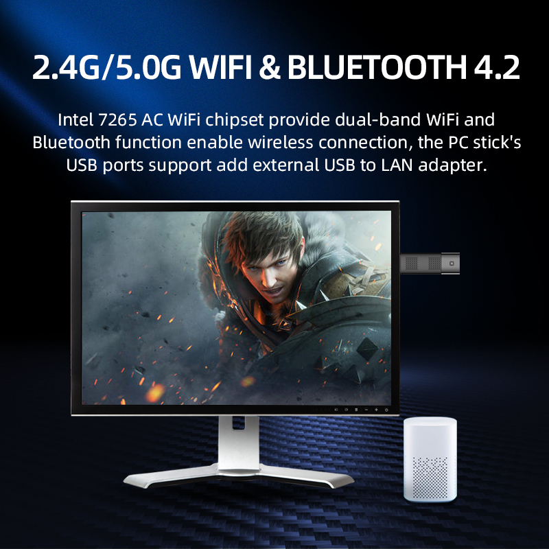 Portable Mini Pc Bâton Intel Celeron Quad Cores N4100 4 GO LPDDR4 128G eMMC 4K HD Affichage Windows10 linux Ordinateur