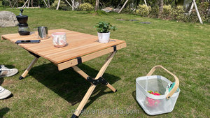 Table pliante portable en bois avec structure en fer et design moderne pour pique-nique et camping, mobilier d'extérieur - Product Image 6