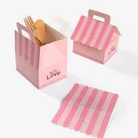 Boîte-cadeau matérielle en carton Portable rose Simple House Design pour la cuisson de Nougat Cookie Candy Packaging Creative Packaging Stock
