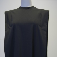 Robe longue ample sans manches en mélange de lyocell pour femme, col rond minimaliste, couleur unie noire, robe décontractée
