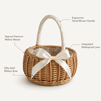 Panier à fleurs en rotin fait main, panier cadeau pour demoiselle d'honneur, panier de rangement