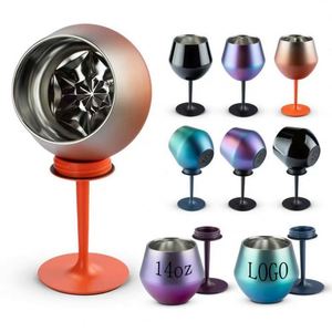 Copas de Vino Personalizadas con Logotipo, de Acero Inoxidable de 14 oz, con Base de Cristal, en Verde, Blanco y Dorado, Aisladas, Desmontables, Ecológicas y Aptas para Microondas - Product Image 1