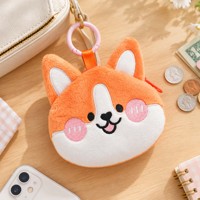 Porte-monnaie en peluche Corgi personnalisé avec porte-clés, sac mini en peluche doux en forme de chiot avec fermeture éclair
