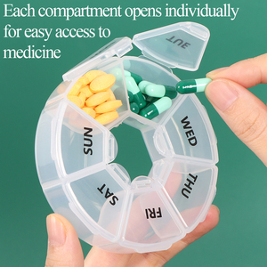 SUNSHING Wholesale 7 Days Pill Organizer Round Pill Box Travel Case Portable Transparent Daily Supplement Organizer <b>Container</b> - Product Image 4