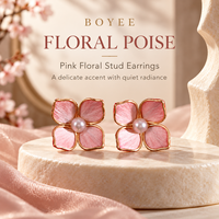 Nouvelles boucles d'oreilles clous rétro BOYEE SR-36 faites à la main en soie, motif floral, pour femme, bijoux d'oreille floraux élégants haut de gamme, Patrimoine Culturel Immatériel