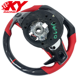 Volant sport en cuir rouge et fibre de carbone personnalisé avec palettes de changement de vitesse pour Chevrolet Camaro SS Gen4/Gen5 2010-2015 - Product Image 3
