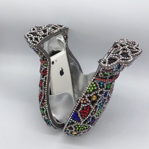 <span class=keywords><strong>Pochette</strong></span> d'argent glamour avec <span class=keywords><strong>strass</strong></span> en cristal <span class=keywords><strong>Pochette</strong></span> de fête décontractée scintillante avec doublure en PU pour les mariages Galas Fashion Shows - Product Image 5