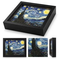 Cadre lumineux en papier découpé Van Gogh Nuit étoilée, OEM ODM, vente en gros pour la décoration murale intérieure