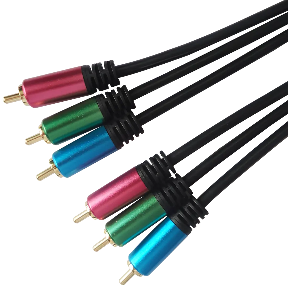 Wholesale 24K Gold Plated Oxygen Free Copper 3RCA Male to 3 RCA Male Composite Audio Video Cable RGB Component Cable