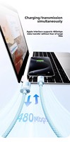 Cable de Carga Superrápida Tres en Uno de 100W con Revestimiento Tejido, Compatible con Teléfonos IOS y Android, Cargador Universal para Auto Tipo-C USB 2.0