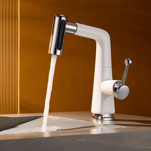 Rubinetto <span class=keywords><strong>da</strong></span> Bagno Girevole Omnidirezionale Estraibile con Funzione di Sollevamento, Dispositivo di Lavaggio per Lavabo con Acqua Calda e Fredda - Product Image 1
