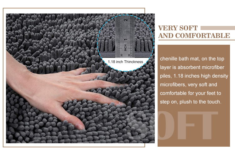 Bathroom Washable Comfortable Anti Skid Soft Shaggy Absorbent Water chenille carpet (图3)