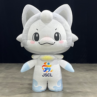 Costume de dauphin gonflable en peluche avec chapeau tête de loup, tenue de mascotte animale gonflable, costume de mascotte adulte gonflable de dessin animé mobile
