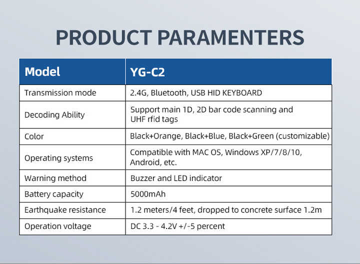 2.4G Wireless UHF Long Range Handheld Rfid Tag Reader 1D 2D Qr Code BT ...