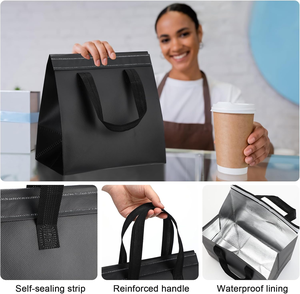 Non Woven Tea Coffee Takeaway Bag Insulated Food Delivery Bag Aluminum Foil Lining Custom Size Logo Color Reusable Thermal - Product Image 6