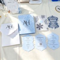 Ensemble d'invitations d'anniversaire en acrylique flocon de neige, boîte cadeau en velours, carte de fête d'hiver gaufrée à chaud