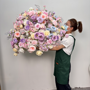 Bola de flores rosas de seda suave hecha a mano, centro de mesa, decoración colorida para eventos para bodas, suministros de boda suaves para el Día de San Valentín - Product Image 2