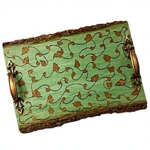 B.S INTERNATIONAL Deluxe Very Good Quality Portable Powder Coated Wooden Serving <b>Tray</b> Custom Print OEM ODM Customized Durable - Product Image 6