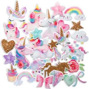 Navy Peony Magical Rainbow Unicorn Stickers-impermeabile, carino, a prova di bambino |