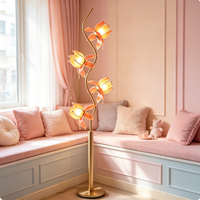 TikTok est un succès commercial aux États-Unis. Nouvelle Lampe sur Pied en Métal de Luxe Léger, Design Lotus, avec Fleur en Verre Sophistiquée, pour Salon et Chambre