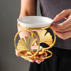 Nouvelle Lampe à Bougie Créative en Céramique Dorée Écologique <span class=keywords><strong>pour</strong></span> la Maison, Brûleur d'Encens et d'Huiles Essentielles d'Aromathérapie, Support <span class=keywords><strong>pour</strong></span> Diffuseur de Parfum de Thé - Product Image 3