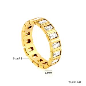 Wholesale 18K Gold Plated Stainless Steel Geometric Chunky <b>Ring</b> Zircon Trendy Waterproof Jewelry <b>Opening</b> <b>Rings</b> for Women - Product Image 3