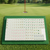 En gros, Jeux de tuiles de Mahjong en acrylique de luxe, à motif de clubs de golf, thème vert, style Mahjong américain, anti-décoloration, pour le divertissement