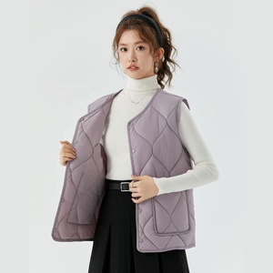 <span class=keywords><strong>Chaleco</strong></span> interior de lana cálido y grueso para <span class=keywords><strong>mujer</strong></span> con relleno adicional, chaqueta exterior informal con botones de lana para <span class=keywords><strong>mujer</strong></span> en material de algodón - Product Image 4
