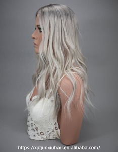 Topper capillaire en <span class=keywords><strong>cheveux</strong></span> humains ondulés Ombré Gris Cendré Argenté Slavic Beauty, avec base en dentelle respirante et aspect naturel, pour <span class=keywords><strong>cheveux</strong></span> clairsemés - Product Image 2