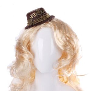 Mardi Gras Day Party Props Punk Style Gear Chain Cosplay Steampunk Hair Clip Women Halloween Gothic <b>Top</b> <b>Hat</b> - Product Image 1