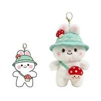 Colgante de peluche personalizado, llavero de conejo blanco esponjoso a medida, juguete de peluche, dije de fresa para bolso, juguete de animal de peluche personalizado para mochila