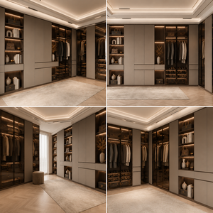 Modern <strong>Dark</strong> <strong>Wood</strong> <strong>Wardrobe</strong> with Tinted Glass Doors and Internal Organizers for Master Suite FSC Certified Bedroom Cabinet - Product Image 3